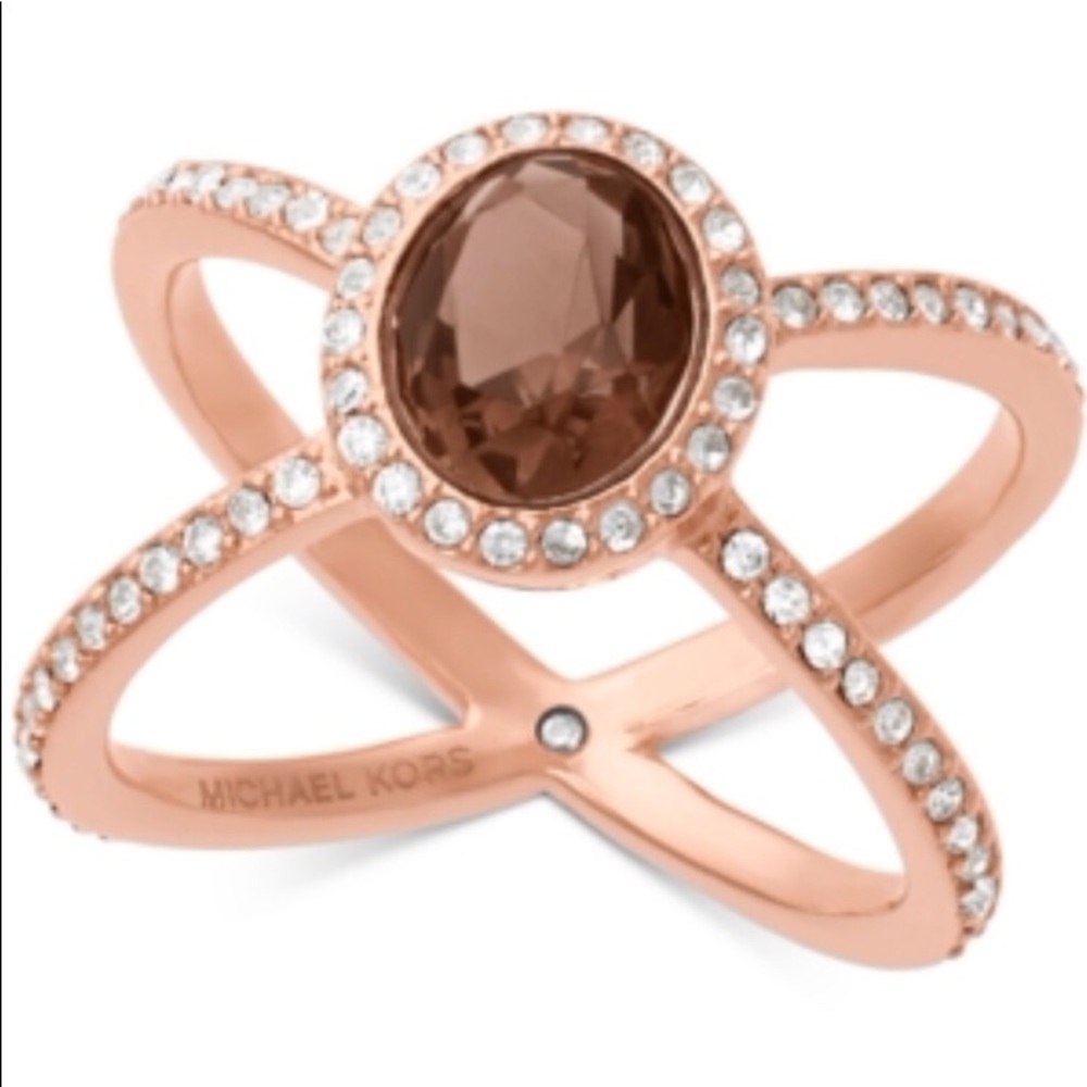 Authentic Michael Kors Rose Gold Ring Sz8 NWT